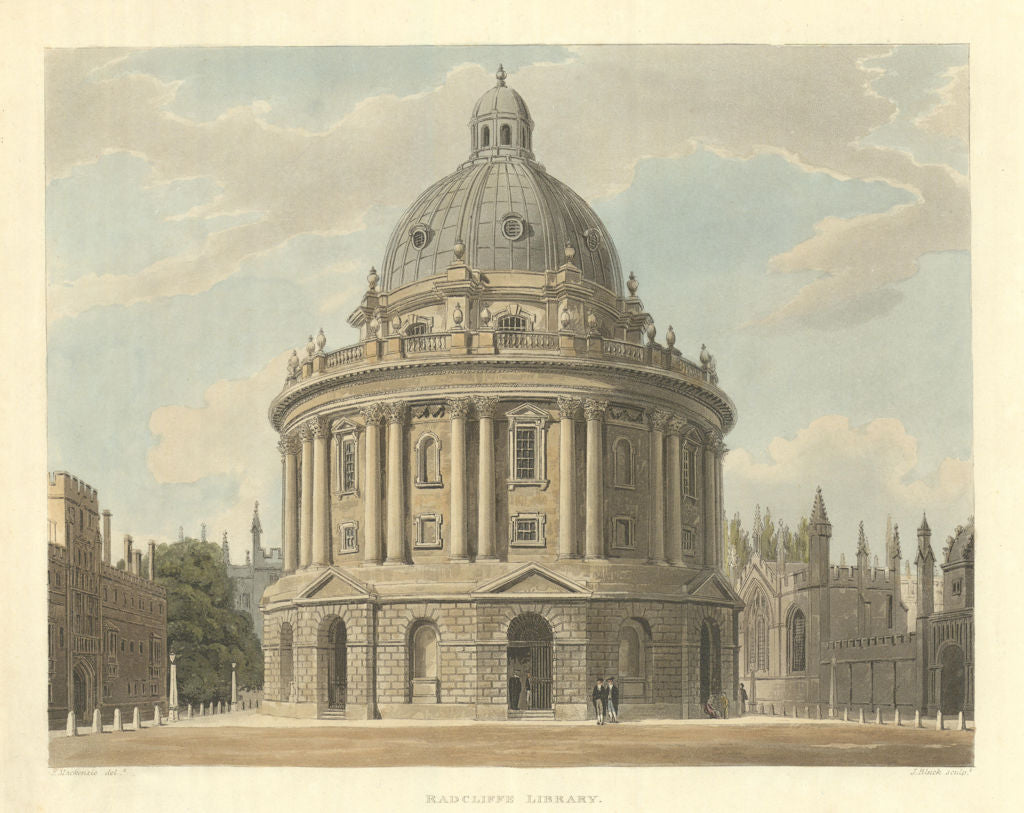 Radcliffe Library. Ackermann's Oxford University 1814 old antique print